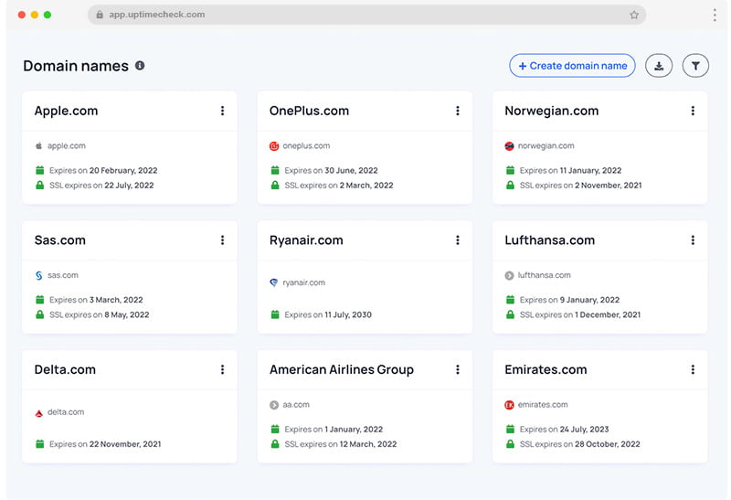 Uptime Monitoring Tool For Website, Server, API & Domains 3 domain monitoring